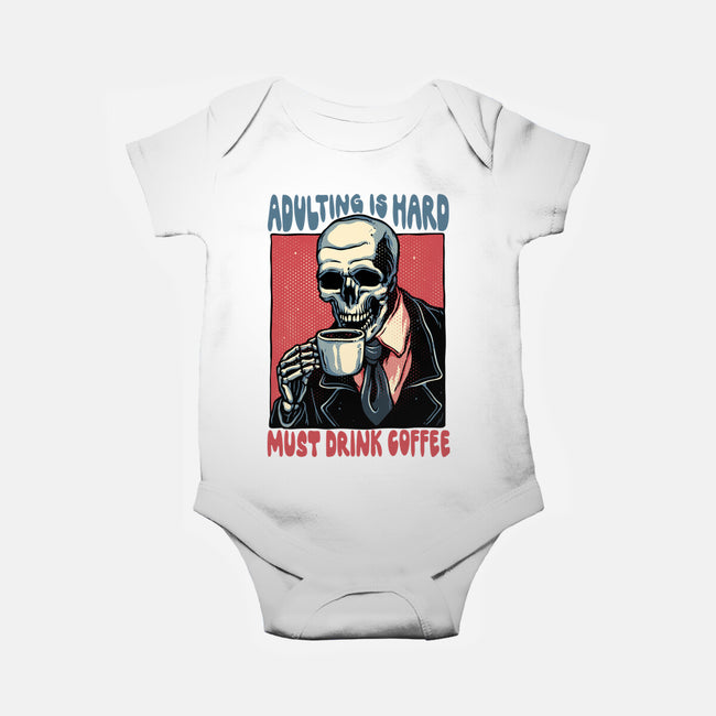 Must Drink Coffee-Baby-Basic-Onesie-glitchygorilla