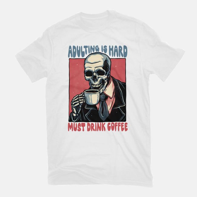 Must Drink Coffee-Womens-Basic-Tee-glitchygorilla