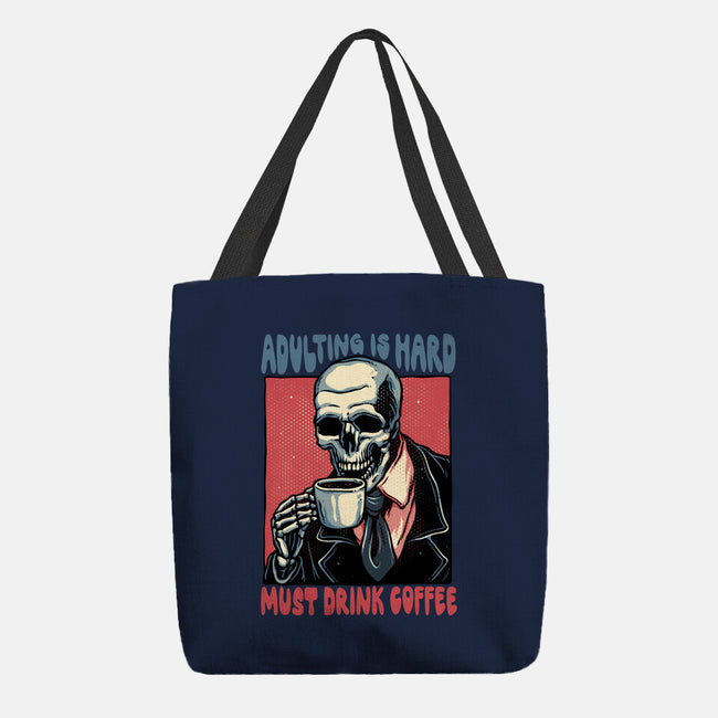 Must Drink Coffee-None-Basic Tote-Bag-glitchygorilla