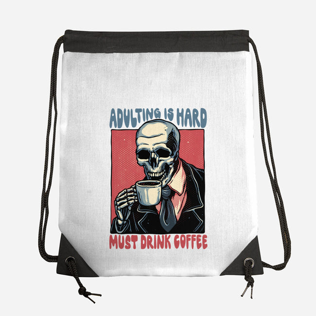 Must Drink Coffee-None-Drawstring-Bag-glitchygorilla