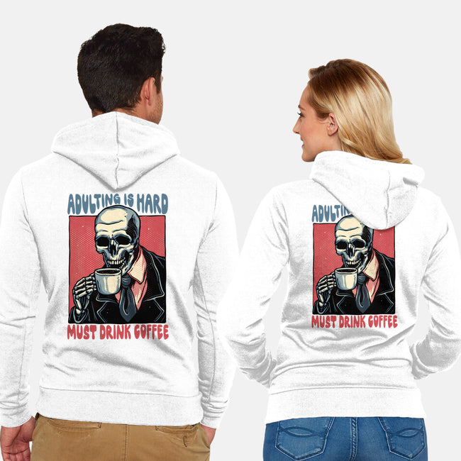 Must Drink Coffee-Unisex-Zip-Up-Sweatshirt-glitchygorilla