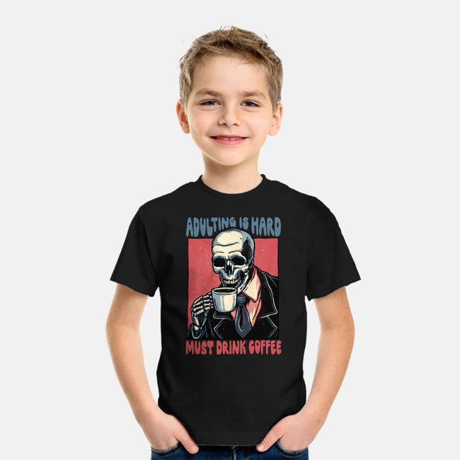 Must Drink Coffee-Youth-Basic-Tee-glitchygorilla