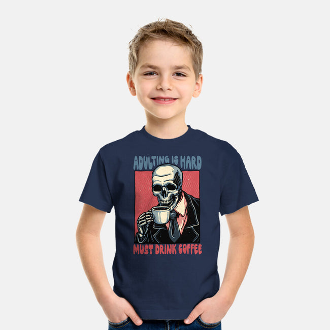 Must Drink Coffee-Youth-Basic-Tee-glitchygorilla