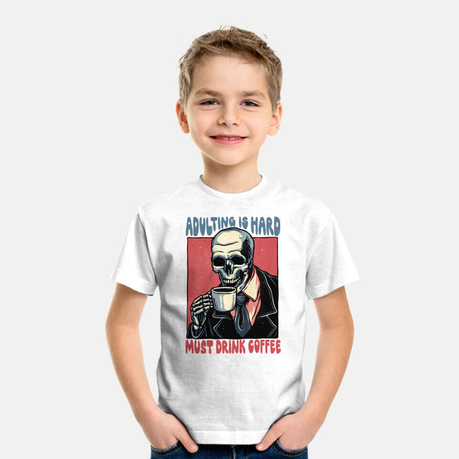 Must Drink Coffee-Youth-Basic-Tee-glitchygorilla