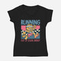 Running Out Of Social Energy-Womens-V-Neck-Tee-glitchygorilla