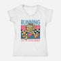 Running Out Of Social Energy-Womens-V-Neck-Tee-glitchygorilla