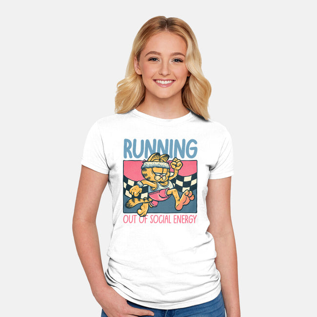 Running Out Of Social Energy-Womens-Fitted-Tee-glitchygorilla