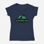 Joustrassic Park-Womens-V-Neck-Tee-rocketman_art