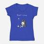Skeleton Reading-Womens-V-Neck-Tee-Mattania