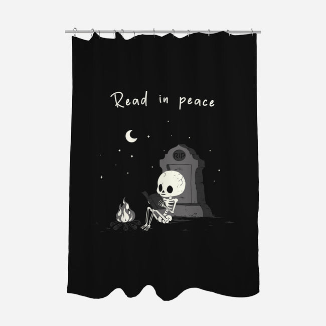 Skeleton Reading-None-Polyester-Shower Curtain-Mattania