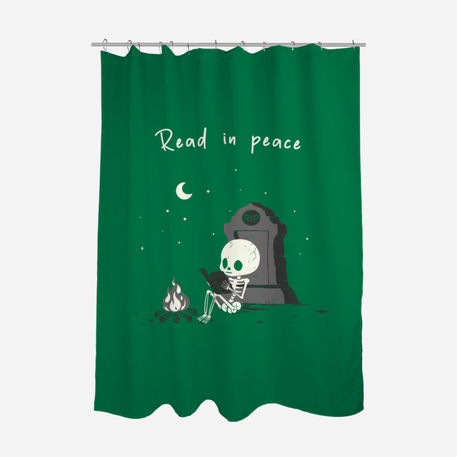 Skeleton Reading-None-Polyester-Shower Curtain-Mattania