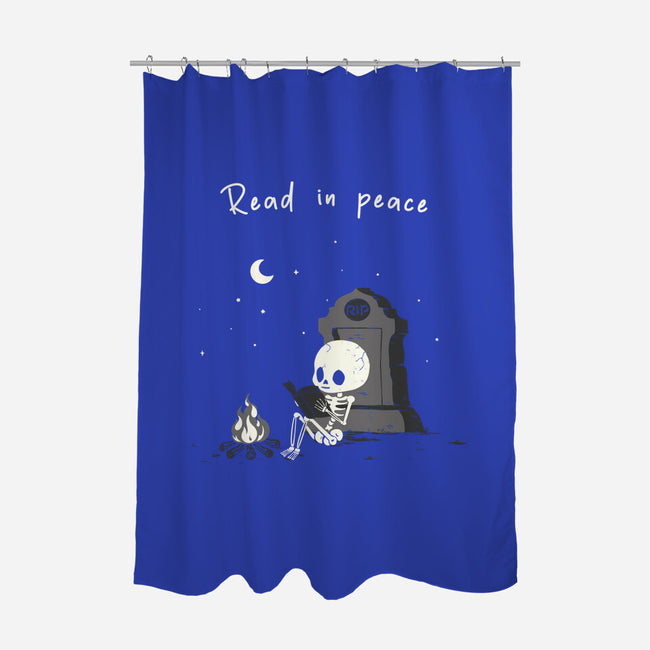 Skeleton Reading-None-Polyester-Shower Curtain-Mattania