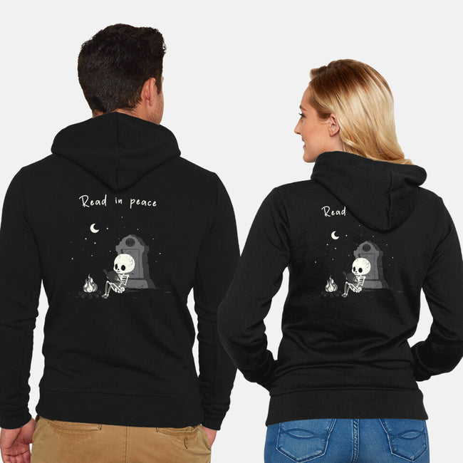 Skeleton Reading-Unisex-Zip-Up-Sweatshirt-Mattania