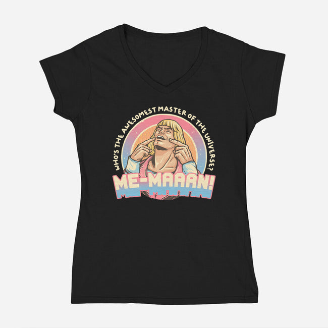 Awesomest Master Of The Universe-Womens-V-Neck-Tee-glitchygorilla