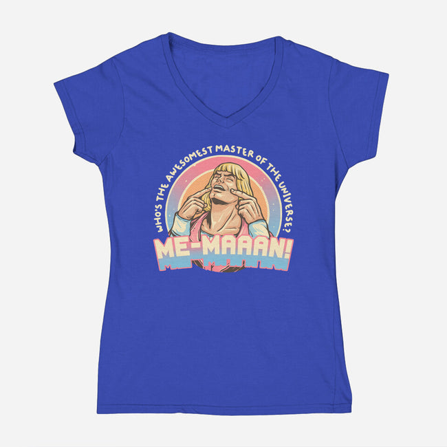 Awesomest Master Of The Universe-Womens-V-Neck-Tee-glitchygorilla