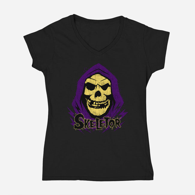 Misfit Of Eternia-Womens-V-Neck-Tee-Astrobot Invention