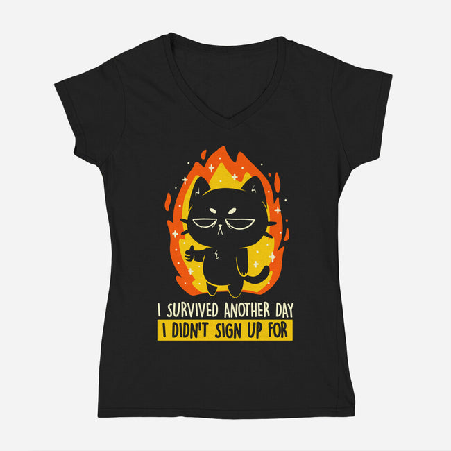 Survived Another Day-Womens-V-Neck-Tee-koalastudio