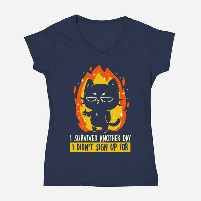 Survived Another Day-Womens-V-Neck-Tee-koalastudio