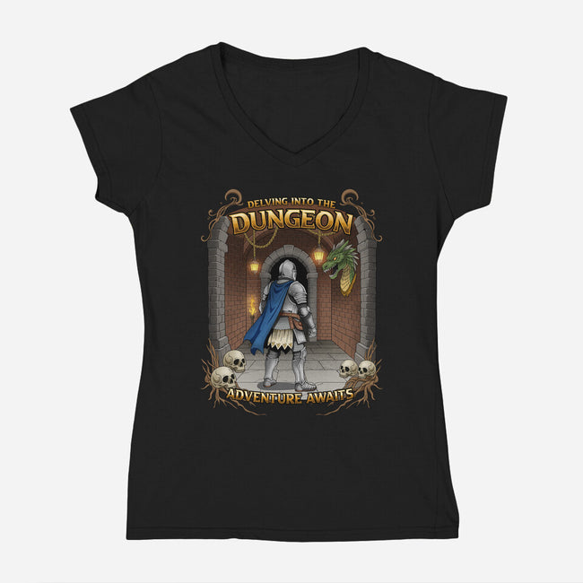Delving The Dungeon-Womens-V-Neck-Tee-hirolabs
