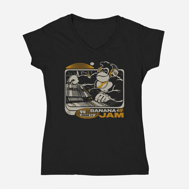 Banana Jam-Womens-V-Neck-Tee-ilustrata