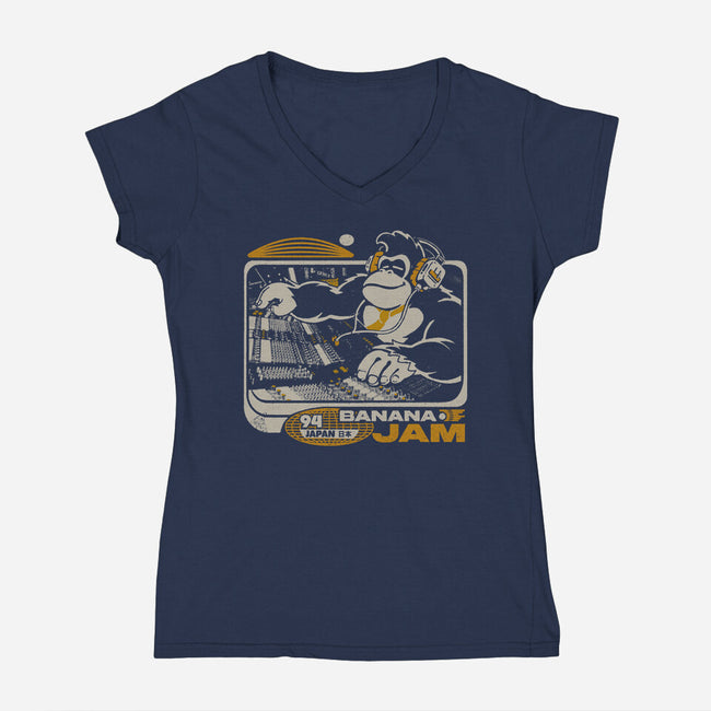 Banana Jam-Womens-V-Neck-Tee-ilustrata
