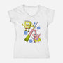Abstract Friends-Womens-V-Neck-Tee-nickzzarto