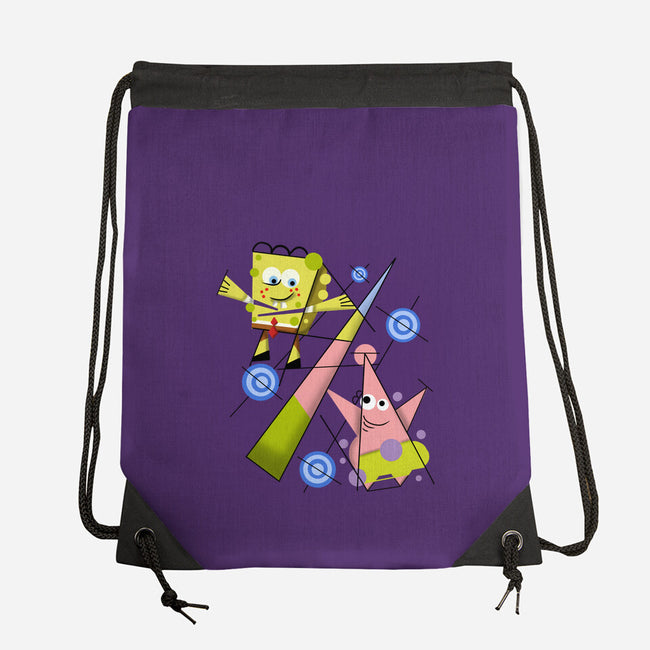 Abstract Friends-None-Drawstring-Bag-nickzzarto