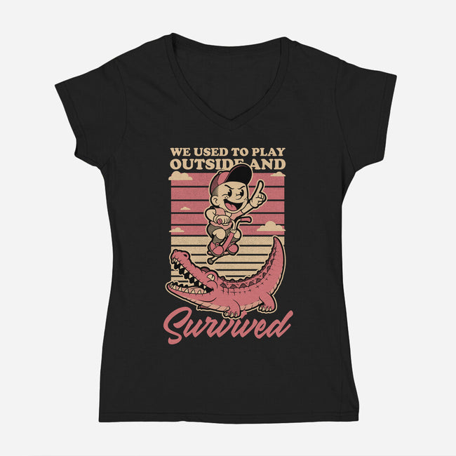 Vintage Playing Dangerous-Womens-V-Neck-Tee-Studio Mootant