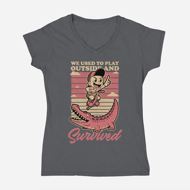 Vintage Playing Dangerous-Womens-V-Neck-Tee-Studio Mootant