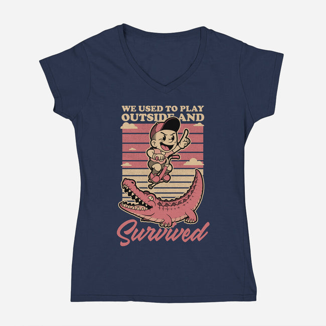 Vintage Playing Dangerous-Womens-V-Neck-Tee-Studio Mootant