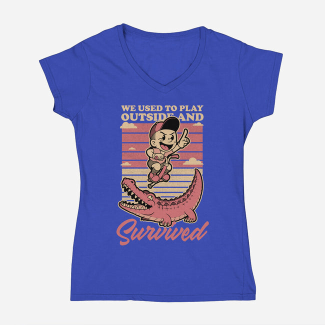 Vintage Playing Dangerous-Womens-V-Neck-Tee-Studio Mootant