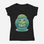 Rainy Day Cute Frog-Womens-V-Neck-Tee-Studio Mootant