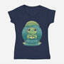 Rainy Day Cute Frog-Womens-V-Neck-Tee-Studio Mootant
