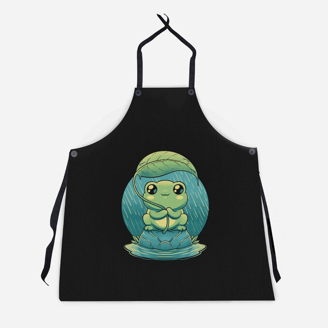 Rainy Day Cute Frog-Unisex-Kitchen-Apron-Studio Mootant