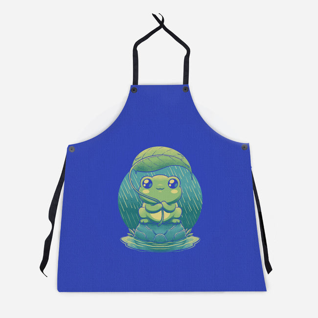 Rainy Day Cute Frog-Unisex-Kitchen-Apron-Studio Mootant