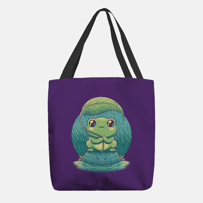 Rainy Day Cute Frog-None-Basic Tote-Bag-Studio Mootant