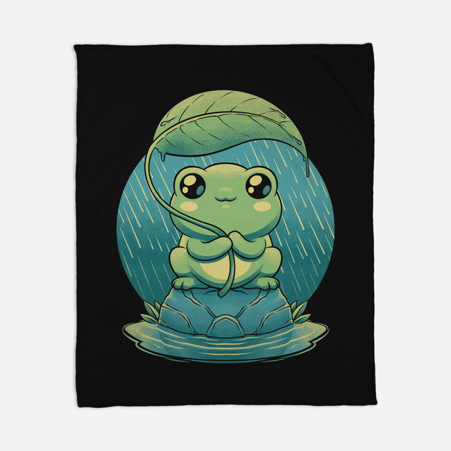 Rainy Day Cute Frog-None-Fleece-Blanket-Studio Mootant