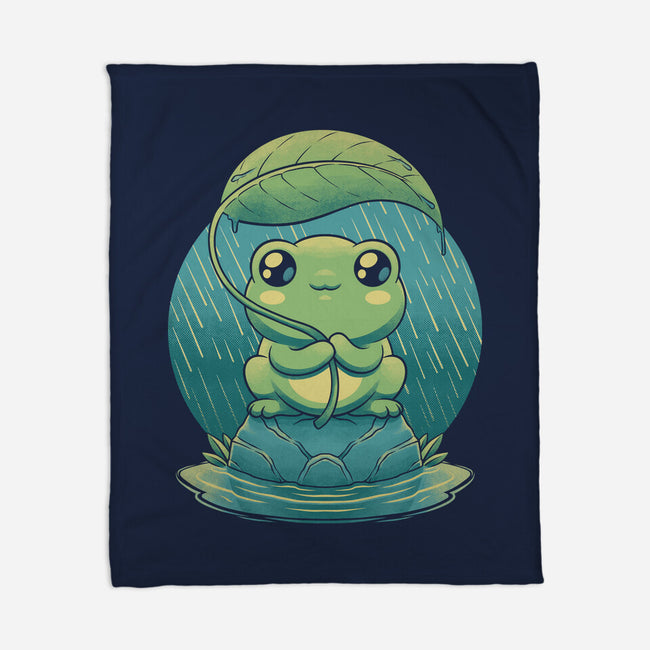 Rainy Day Cute Frog-None-Fleece-Blanket-Studio Mootant