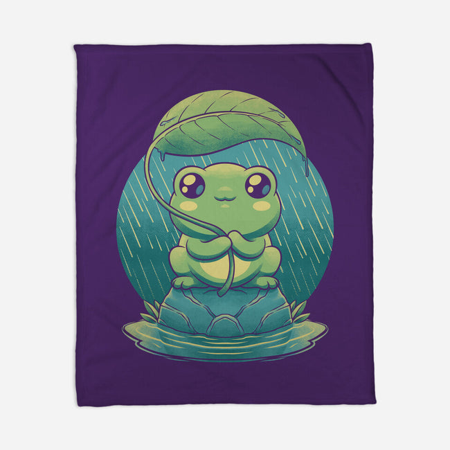 Rainy Day Cute Frog-None-Fleece-Blanket-Studio Mootant