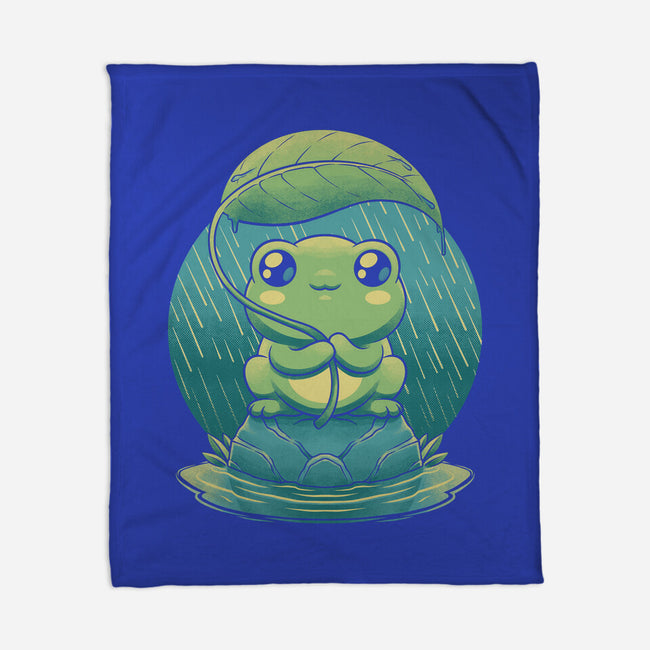 Rainy Day Cute Frog-None-Fleece-Blanket-Studio Mootant
