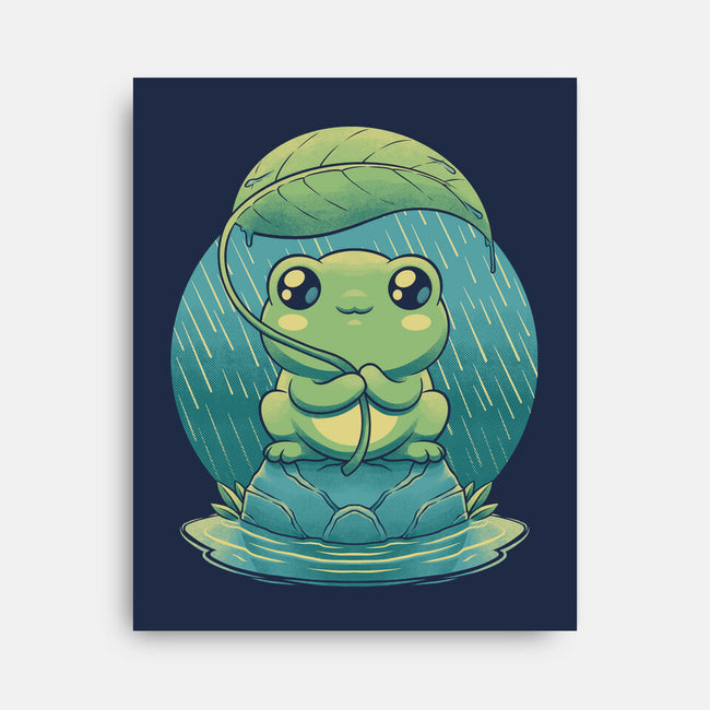 Rainy Day Cute Frog-None-Stretched-Canvas-Studio Mootant