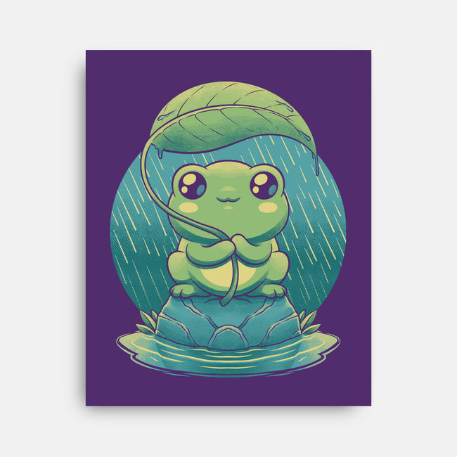 Rainy Day Cute Frog-None-Stretched-Canvas-Studio Mootant