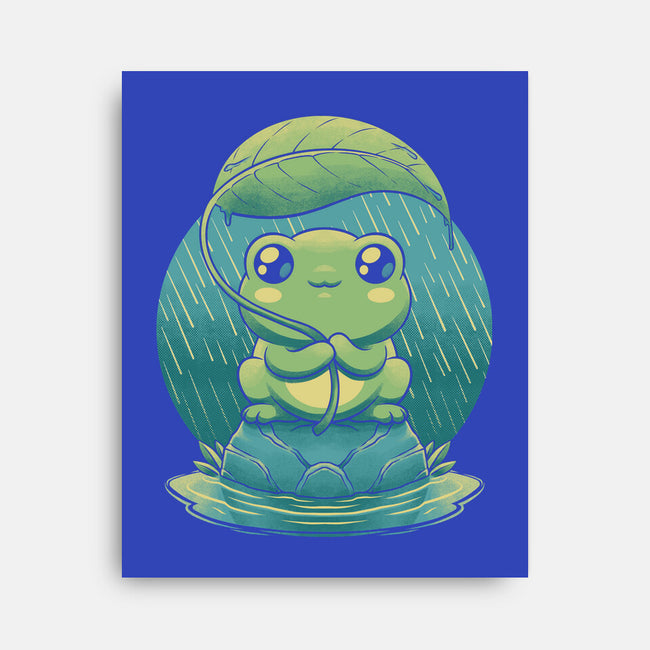 Rainy Day Cute Frog-None-Stretched-Canvas-Studio Mootant