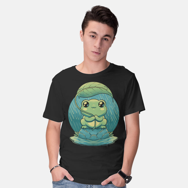 Rainy Day Cute Frog-Mens-Basic-Tee-Studio Mootant