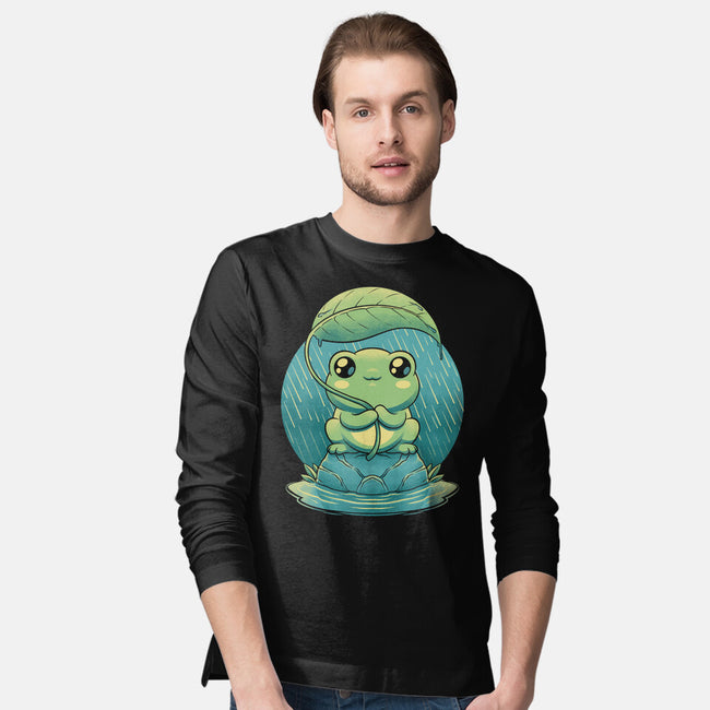 Rainy Day Cute Frog-Mens-Long Sleeved-Tee-Studio Mootant