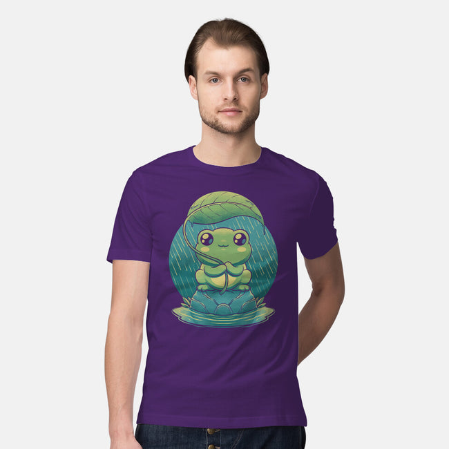 Rainy Day Cute Frog-Mens-Premium-Tee-Studio Mootant