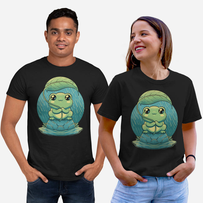 Rainy Day Cute Frog-Unisex-Basic-Tee-Studio Mootant