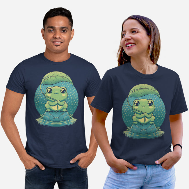Rainy Day Cute Frog-Unisex-Basic-Tee-Studio Mootant