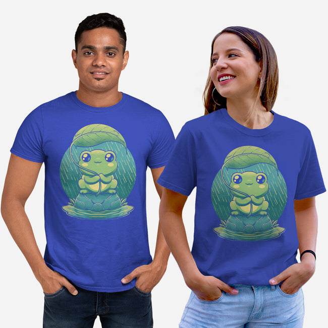 Rainy Day Cute Frog-Unisex-Basic-Tee-Studio Mootant