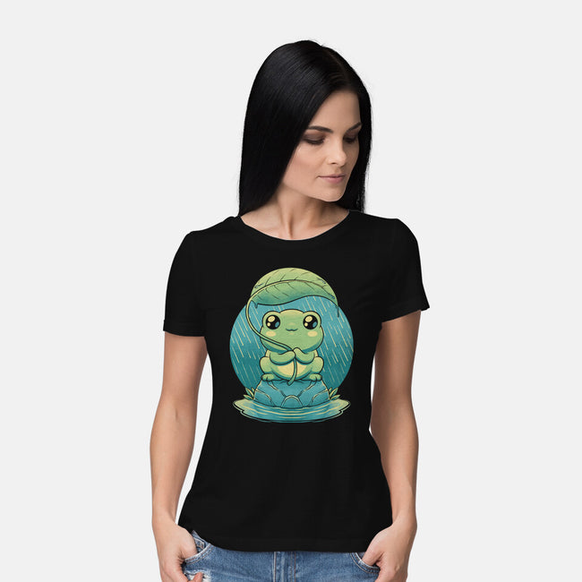 Rainy Day Cute Frog-Womens-Basic-Tee-Studio Mootant